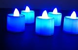 電池式使わないちらつき点滅ウェディングパーティーカラオケHoliday Tealight Ledキャンドル – 24のセット 3.7cm*4.2cm ブルー