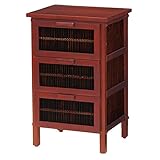 ランドリー収納 天然木 と ラタン 脱衣所 や 脱衣室 に SELVA ランドリー 3段