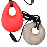 MyBoo Autism Sensory Chewable Round and Droplet Pendant Bundle, Set of 2 - White/Red by MyBoo
