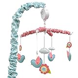 Mila Blue and Coral Floral and Birds Musical Mobile by Peanut Shell by The Peanut Shell