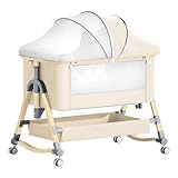 ベビーベッド 添い寝 折りたたみ ハイローベッド 高さ5段調節可能 通気性 睡吐防止 新生児ベッド 乳児用ベッド 多機能ベビーベッド 組み立