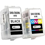 【BAALAND】キャノン BC-340 BC-341 大容量 顔料ブラック 染料カラー 2個セット 詰め替えインクカートリッジ BC-360 BC-361 共通