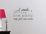 A smile is the best makeup a girl can wear Happy Love girl's room college dorm vinyl saying letterin