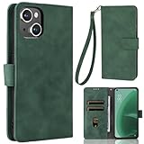 iPhone 15 plus 用 ケース 手帳型 【ストラップ 一本付】 適用 iPhone15 plus アイフォン15plus アイフォン15プラス スマホケース 15plus アイホン15plus アイホン15プラス 15プラス case Heofuixt スタンド ストラップ付き 窓口式 カード入れ マグネット 手帳ケース カードケース つや消し 落ち着いた色 ダークグリーン エメラルド