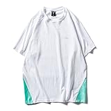ファッションメンズベーシックコットンダブルステッチ半袖Tシャツ（ホワイト）