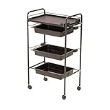 シンプルワゴン 4段 ( 引出し付 ) 幅48.5cm×奥行30cm×高さ86cm ダークブラウン [ エステワゴン ネイルワゴン キッチンワゴン マルチワゴン サイドワゴン キャスター付き 収納 業務用 サロン ワゴン ラック ]