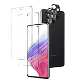 JACRON Galaxy A53 5G フィルム 2枚 + カメラフィルム2枚【指紋認証対応】GalaxyA53 SC-53C / SCG15 保護フィルム 日本旭硝子素材強化ガラス 9H硬度 耐衝撃 全面保護 指紋防止高光沢 自動吸着 ギャラクシーa53 5g 保護フィルム ラウンドエッジ加工 ケース対応