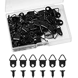 サムコス 三角吊りカン 100個セット 三角吊りカン 木ネジ付き 壁掛けフック 額掛け金具 フック 額吊り金具 工芸品/写真フレーム固定適用 額縁工作用金具 (ブラック)