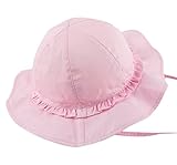 (コ-ランド) Co-land ベビーハット 赤ちゃん 帽子 つば広 綿製 女の子 女児 キッズキャップ サンバイザー 紫外線対策 日除け UVカット ピンク2