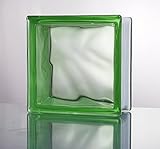 ガラスブロック ◆◆◆デザイン豊富20種類◆◆◆（カラーシリーズ） 190mm角×80mm厚 (6個セット（1ケース）, Cloudy Green)