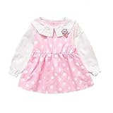 Pojour ベビー服 女の子ワンピース 春秋 子供可愛いドットワンピース キッズドレス 長袖ドレス 女児プレゼント ガールズスカート お出かけ 綿 通園 通学 出産祝い