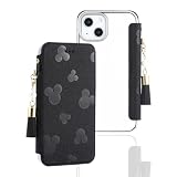 アイフォン 12 / 12 Pro ケース 手帳型 クリアタイプ 薄型 カード入れ 型押しマウス キャラクター 女性 iPhone 12 携帯カバー 手帳型 可愛い オシャレ 背面クリア 使いやすい Befortwo アイホン 12 / 12プロ スマホカバー 透明 カッコいい ワイヤレス充電 iPhone 12Pro 手帳型ケース 真珠タッセル付き マグネットなし 黒い