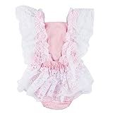 PER ベビー服　カバーオール　ロンパース　レース付き　綿　女の子　ガールズ　可愛い　バックレス (70cm, ピンク)