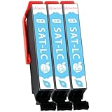 【Momono】SAT-LC サツマイモ 互換インク 3LCライトシアン（合計3本）SAT 互換 インクカートリッジ 大容量 個別包装 最新ICチープ搭載 残量表示 増量 対応機種：EP-712A EP-713A EP-714A EP-715A EP-716A EP-812A EP-813A EP-814A EP-815A EP-816A