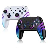 Switch コントローラー 2セット ブラック+ホワイト Switch2用 800mAh大容量バッテリー 7時間連続使用 4段階TURBO連射 7色RGBライト 背面ボタン＆マクロ機能 ホール効果スティック 4段階HD振動 高精度6軸ジャイロセンサー Bluetooth 5.0 無線接続 Switch / Switch Lite / Switch OLED / PC / Android / iOS 対応 プロコン
