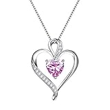 ピンク ハート ネックレス レディース 5Aジルコニア ネックレス ペンダント シルバー925...