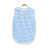 Petit Bella ベビー ６重ガーゼスリーパー パジャマ 寝袋 綿 子供 赤ちゃん プレゼント 出産祝い 雲柄 水玉柄 ドット ハート柄 (M, 水玉-ブルー)
