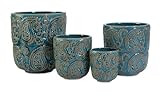 IMAX 64329-4 Paisley Planters, Blue, Set of 4 [並行輸入品]