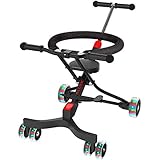 ALLEK 最新モデル ハンディーキッズスクーター 6輪 ベビーカー 子供 赤ちゃん ベビーバギー 持ち運び ブレーキ付き 光るホイール 高さ調整可能 折りたたみ 軽量 便利 旅行 シンプル 1.5歳