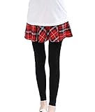 【MINI MAM】 チェック柄 スパッツ スカート付 レギンス マタニティ 妊婦 レディース ママ マタニティ用 L XL 赤 茶色 肌色 春夏 秋服 ボトム(XL, レッド)