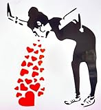 嘔吐 バンクシー 赤＋黒 STICKER JAPAN 各約縦15㎝横14㎝ カッティングステッカー 転写 シール 防水 耐水 耐久 車 ステッカー デカール パソコン シェルフコンテナ ボトル ストーブ コンロ スマホ スーツケース