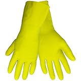 Global Glove 150FE Flock Lined Latex Economy Grade Glove, Chemical Resistant, Large, Yellow (Case of