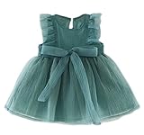 Plus Nao(プラスナオ) ノースリーブワンピース フレアワンピース ミニワンピース 子供服 女の子 キッズ シンプル 無地 リボン 夏 フリル 70 グリーン 80