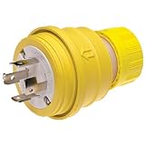 Woodhead 26W09 Watertite Wet Location Locking Blade Plug, 4 Wires, 4 Poles, Yellow, 20A Current, 120