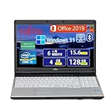 【整備済み品】富士通 ノートPC FU JITSU LIFEBOOK E741/15.6インチ/Windows 11 pro/MS Office 2019搭載/インテルCore i5 2520M 2.5GHz/Wi-Fi/Bluetooth/DVD/HDMI/PCカードスロット/USB3.0複数搭載/DVD//10キー/日本語キーボード (メモリ4GB SSD128GB)