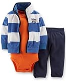 Carter's(カーターズ) ベビー フリースジャケット / ボディスーツ / ロングパンツ 3点セット (ブルーボーダー) Baby 3-Piece Cardigan Bodysuit & Pan