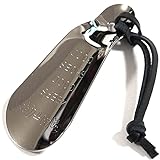 SAMTIAS 携帯 靴べら 真鍮 金属 ハンド シューホーン ニッケルシルバー (本革 キーホルダー ストラップ付き)