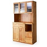 キッチン 食器棚 蒸気を吸水 調湿 モイス加工 耐震ラッチ 日本製 コード穴 木製 レンジ台 ガラス扉 幅105cm 高さ182cm ナチュラル