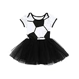 Aliciga ワンピース 女の子 新生児 半袖 メッシュ サッカー プリント ロシア ワールドカップ 特売 ドレス 春 夏 お嬢系 チュチュスカート カジュアル かわいい ファッション 写真 撮影 