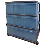 ワイド チェスト 収納ケース 3段 ブラック／ネイビー 日本製 MJ-W3-1BKNV