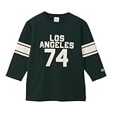 [チャンピオン] 七分袖 丸首 綿100% COTTON USA グラフィックプリント フットボールTシャツ ベーシック C3-A421 メンズ ダークグリーン XL