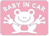 imoninn BABY in car ステッカー　【マグネットタイプ】　No.22　カエルさん　（ピンク色）