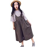 AMIGOYO 子供 サロペット 女の子 オーバーオール ロンパース オールインワン キッズ ワイドパンツ ガウチョパンツ ７分丈 サスペンダー