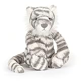 Jellycat Bashful Snow Tiger ぬいぐるみ Mサイズ 12インチ - 大きな猫のぬいぐるみ - クラシックな子供用ギフト