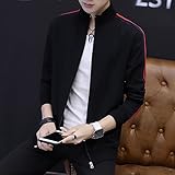 Gaosa メンズ 長袖 トレーナー パーカー 無地 ジップアップ スウェット (XL, 黒)