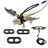 調整可能なフトアゴヒゲトカゲハーネスセット翼付きリーシュ 3 個ベスト爬虫類小動物用ハロウィンコスチュームリーシュハーネス