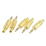 uxcell コネクタ 3.5mmのプラグ -ケーブル コネクタ はんだ オーディオ アダプタ 5個