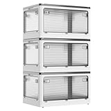 AZMKOO 収納ボックス 折り畳み 蓋付き 積み重ね可能 全方向から取り出せる キャスター付き おもちゃ 洋服 布団 衣装収納ケース 防塵