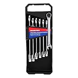 WORKPRO コンビネーションレンチセット スパナ ラチェット リバーシブル仕様 自動車修理 72ギア ７本組 10 11 12 13 14 15 16mm 【収納ホルダー付き】