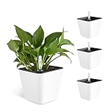Vanslogreen 13.5 cm 植木鉢 プラスチック製 水位計付き 給水プランター 保水機能 現代風 室内 観葉植物 ハーブ 花栽培