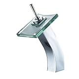 babykkフル銅バスルーム、ホットとコールドガラス滝蛇口バスルームシンク洗面