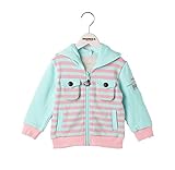 MONICA BABY BLUE キッズ パーカー ボーダーパーカー 80cm サイズ ライトピンク コットン 2111515003