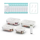 真空シールガラス食品保存容器、真空調理バッグ付き、ランチ用の密閉ロック蓋付き食事準備容器、ピクニックオーブン&冷凍庫対応、BPAフリー、漏れ防止、新鮮さ長持ち, 630ml+1040ml+1020ml+525ml