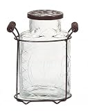 Creative Co-Op Glass Vase with Metal Flower Lid, Small by Creative Co-op [並行輸入品]