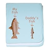 CafePress – 私の魚、パパの魚Baby Blanket – スーパーソフトベビー毛布、新生児おくるみ 標準 ブルー 057831367825CD2