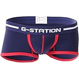 [ジーステーション] ボクサーパンツ メンズ L ネイビー メンズ下着 メンズインナー パンツ 男性下着 ローライズ セクシー